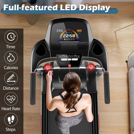 Goplus 4.75HP Folding Treadmill for Home Gym, Commercial Heavy Duty Superfit Treadmill with 15% Auto Incline - GoplusUS