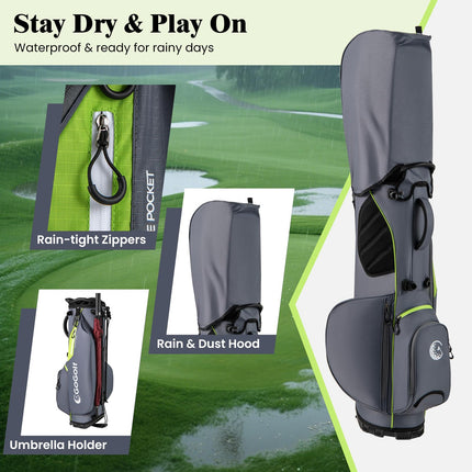 Goplus Lightweight Golf Club Bag with 8-Way Top Dividers Rain Hood 5 Pockets