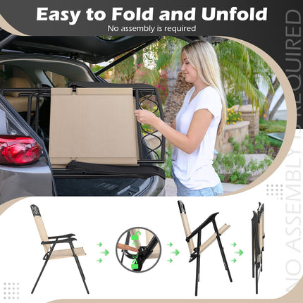 Goplus Folding Patio Chairs Set of 4 | Outdoor Lawn Chairs with Armrests & Metal Frame