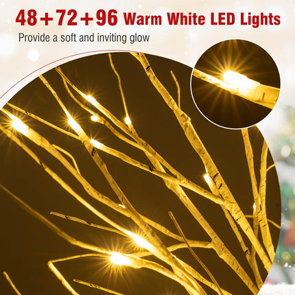Goplus 4/5/6 FT Pre-Lit Artificial Trees with 216 Warm White LEDs ( Set of 3 )