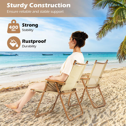 Goplus Lightweight Beach Chairs with Aluminum Frame | Support 400 LBS