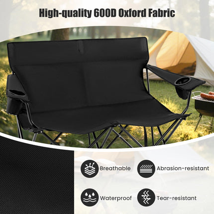 Goplus 2-Person Oversized Double Camping Chair with Armrests & Cup Holders