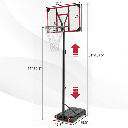Goplus 6.5FT-9FT Height Adjustable Kids Basketball Goal System with 32in Backboard