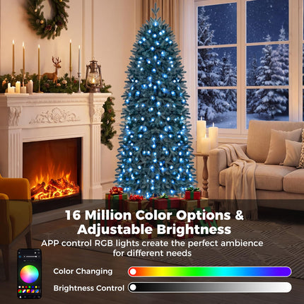 Goplus 6.3 ft Smart Pre-Lit Pencil Christmas Tree with Remote & APP