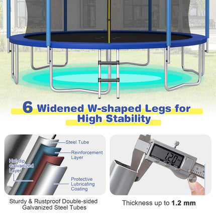 Goplus 12FT 14FT 15FT ASTM Approved Trampoline with Basketball Hoop & Internal-Net