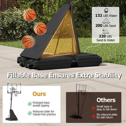 Gopplus 8-10 FT Height Adjustable Portable Basketball Goal System with 44 Inch PC Shatterproof Backboard