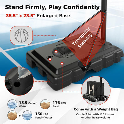 Goplus Portable Basketball Hoop Outdoor, 7.9-10 FT Basketball Goal System w/ 44 Inch Shatterproof Backboard