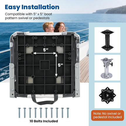 Goplus 2 Packs Folding Boat Seat with Stainless Steel Screws & Aluminum Hinges