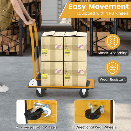 Goplus Folding Push Cart Dolly w/ 360° Swivel Wheels Spacious | 330 LBS Max Load