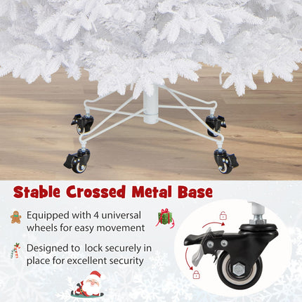 Goplus 7 FT Pre-Lit Artificial Christmas Tree with Wheels & Warm White LED Lights