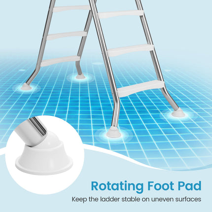 Goplus 4-Step Steel Frame Above Ground Swimming Pool Ladder for 55" Pool Wall Heights