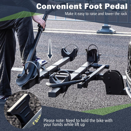 Goplus 2” Hitch Mount Bike Rack, 2 Bikes Platform Style Carrier w/Tilt-able Design for Easy Trunk Access