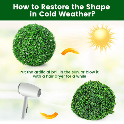 Goplus 2 PCS 19.5 Inch Artificial Plant Topiary Ball, Round Holly Faux Boxwood Balls