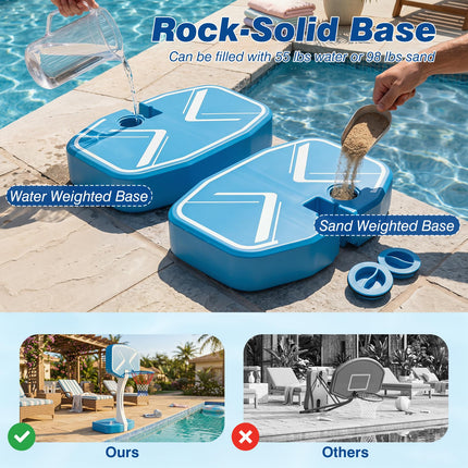 Goplus 2-in-1 Pool Basketball Hoop & Volleyball Net | Swimming Pool Ball Game Set