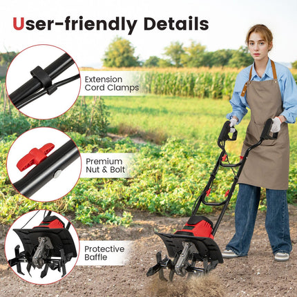 Goplus 10 Amp Powerful Foldable Garden Rototiller w/ 14 Inch Tilling Width & 9 Inch Working Depth