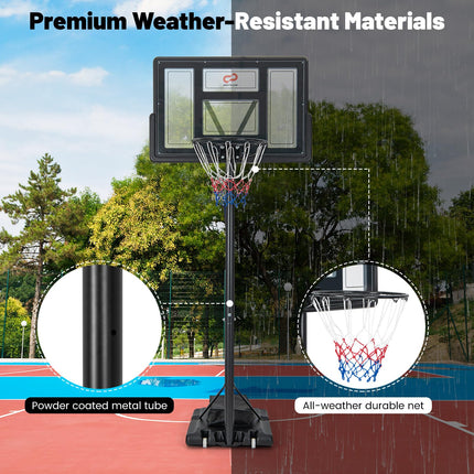 Goplus 4.4-10 FT Adjustable Portable Basketball Hoop w/44‘’ Shatterproof Backboard
