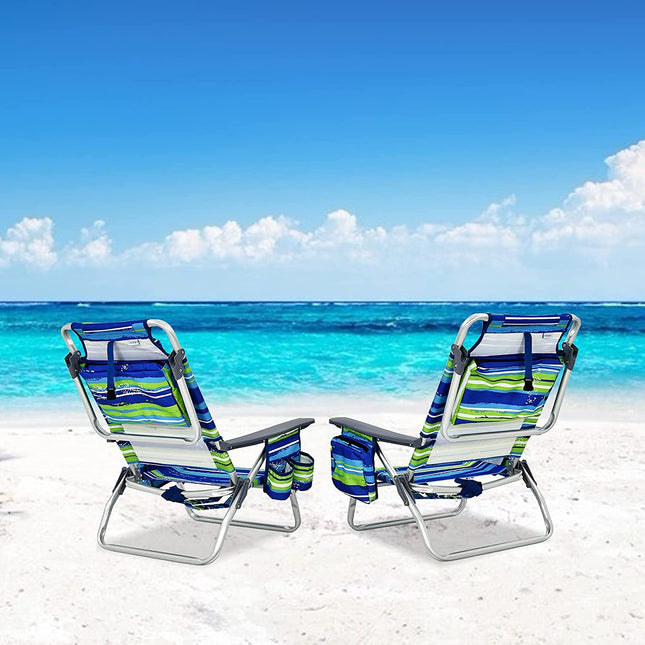 Backpack Beach Chairs, 4 Pcs Portable Camping Chairs with Cool Bag and Cup Holder - GoplusUS
