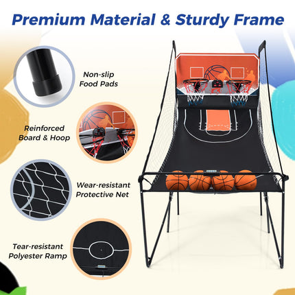 Goplus Foldable Dual Shot Basketball Arcade Game w/LCD Scoreboard 8 Game Modes
