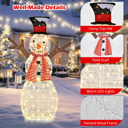 Goplus 3.6 FT Lighted Christmas Snowman with 80 LED Lights
