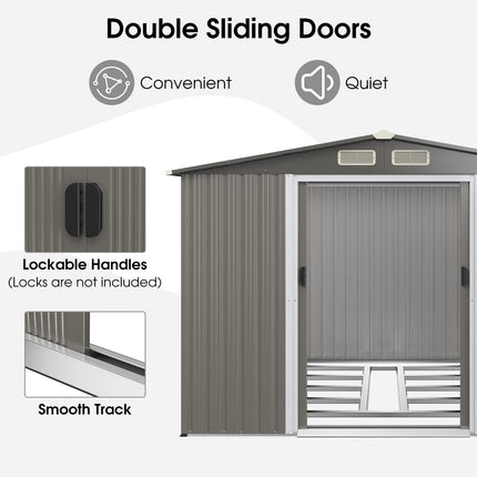 Goplus Outdoor Storage Shed, 8.5"x 6.8"x 6" Weather-Resistant Utility Tool Organizer w/Foundation