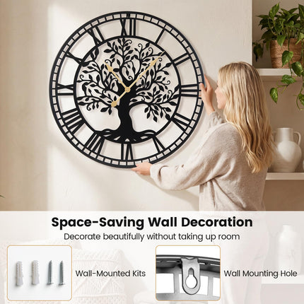 Goplus 27" Tree of Life Big Metal Wall Clock for Living Room Bedroom Kitchen