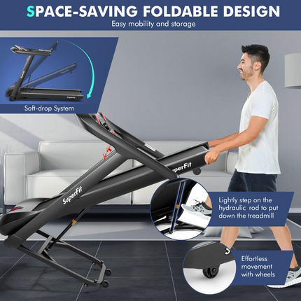 Goplus 4.75HP Folding Treadmill with 15% Auto Incline, Electric Superfit Treadmill w/Voice and APP Control - GoplusUS