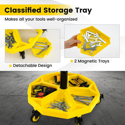 Goplus 20”-25” Height Adjustable Mechanic Stool w/Magnetic Tool Tray
