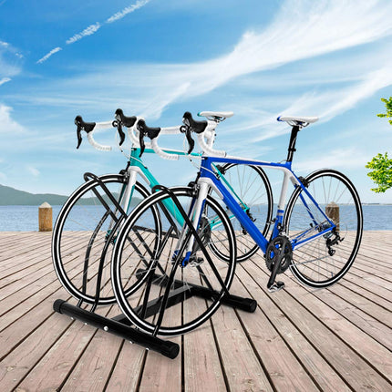 Two Bicycle Bike Stand Rack Cycling Rack Floor Storage Organizer