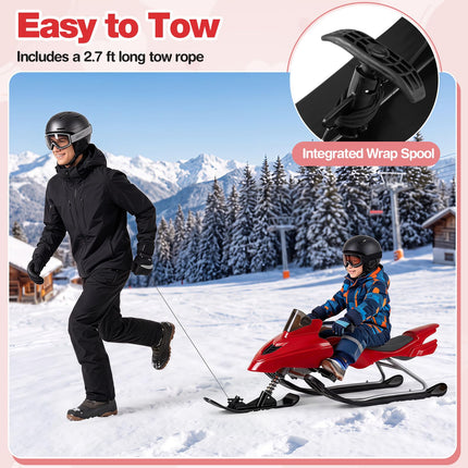 Goplus Snow Racer Sled with Brakes Steering Handle & Tow Ropes