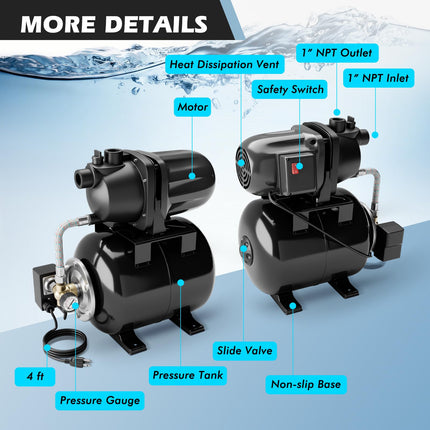 Goplus 1.6HP Shallow Well Pump with Pressure Tank