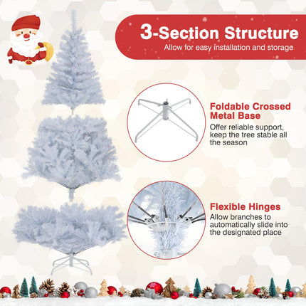 Goplus Pre-Lit Artificial Christmas Tree with PVC Branch Tips & 3-Color LED Lights