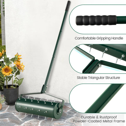 Goplus Rolling Lawn Aerator, Filled with Sand or Stone