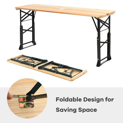 Goplus Folding Picnic Beer Table, Outdoor Camping Table - GoplusUS