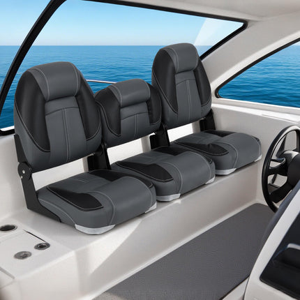 Goplus 3-Pack Folding Boat Seats | 2 High-Back & 1 Low-Back Bass Boat Chairs
