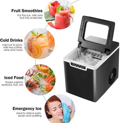 Portable Countertop Ice Maker, 26LBS/24H Mini Ice Cube Machine w/8 Min Processing 9 Cubes