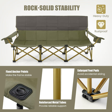 Goplus 3 Person Camping Chair for Adults, Outdoor Folding Oversized Camping Couch Chair (3-Person Seat)