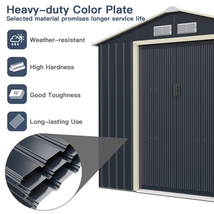Goplus Storage Shed, Metal 11' X 10' Outdoor Building Organizer - GoplusUS