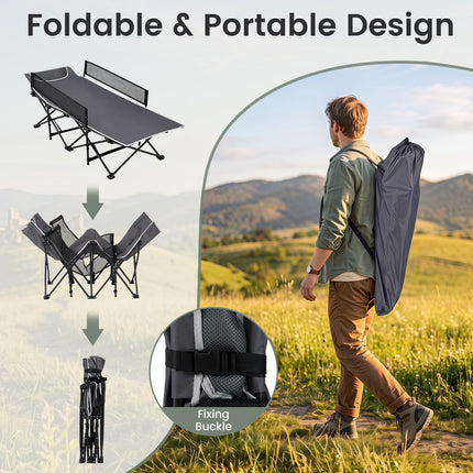 Goplus Foldable Kids Camping Cot | Portable Trave Cot Bed with Guardrail for Outdoor Indoo