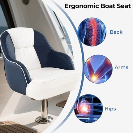 Goplus Pontoon Boat Seat with Thick Cushioned Seat & Luxury Bucket Seat