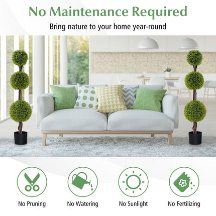 Goplus 4ft Artificial Boxwood Topiary Ball Tree, Faux Potted Plants Cypress Tree with Weighted Pot