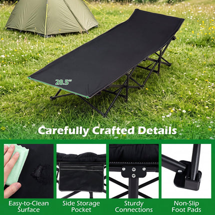 Goplus Camping Cot for Adults with Soft Padded Mat  | Heavy-Duty Folding Portable Oxford Sleeping Bed