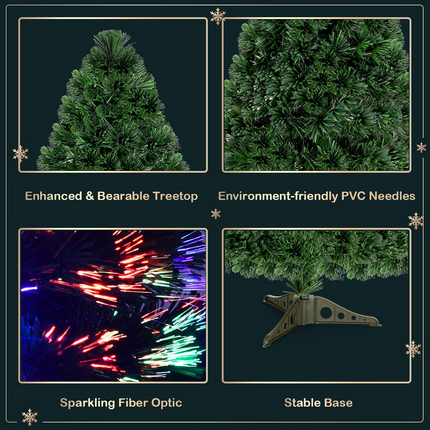Artificial PVC Christmas Tree Pre-Lit Fiber Optic Tree - GoplusUS