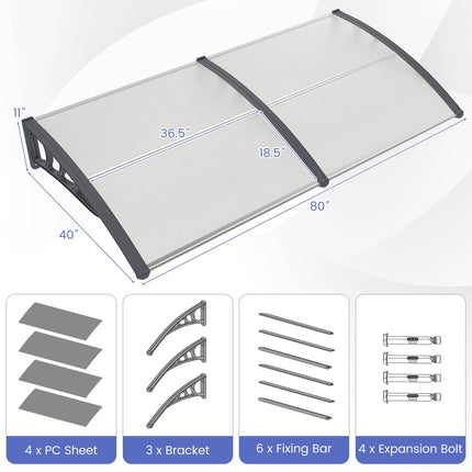 Goplus 80" x 40" Window Awning with Rain Snow Sunlight UV Protection