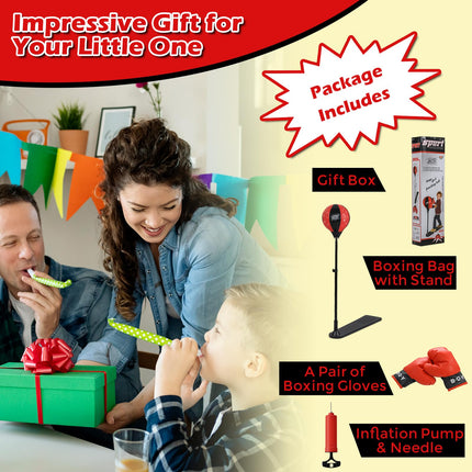 Goplus Height Adjustable Punching Bag Stand with Boxing Gloves for Teens Children