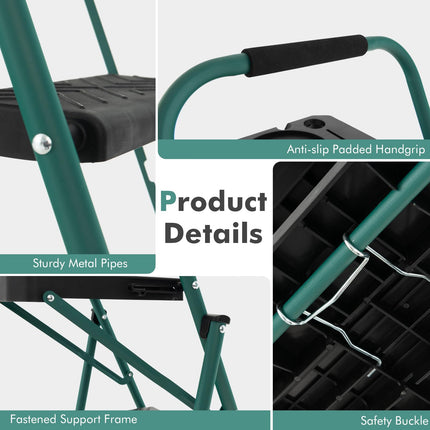 Goplus Folding Step Ladder, 4-Step Ladder w/Tool Tray, Non-Slip Footpads & Pedals