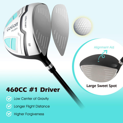 Goplus 12 Pieces Right Hand Complete Golf Club Set for Women with Golf Stand Bag