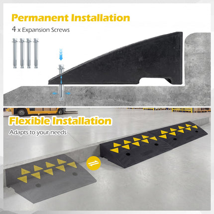 Goplus 2 Pcs Heavy-Duty Rubber Curb Ramp 15 Ton Load Capacity 5" Rise