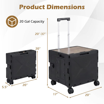 Goplus Foldable Utility Cart on 4 Rotate Wheels | Collapsible Tool Box Shopping Trolley