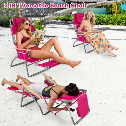 Goplus 3-in-1 Foldable Lay-Flat Tanning Chair with Face and Arm Holes