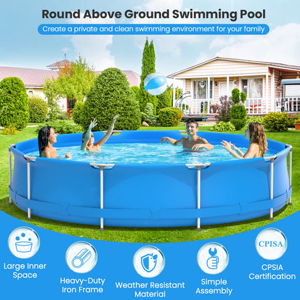 Above Ground Swimming Pool, 12ft x 12ft x 30inch Outdoor Steel Frame Pool - GoplusUS